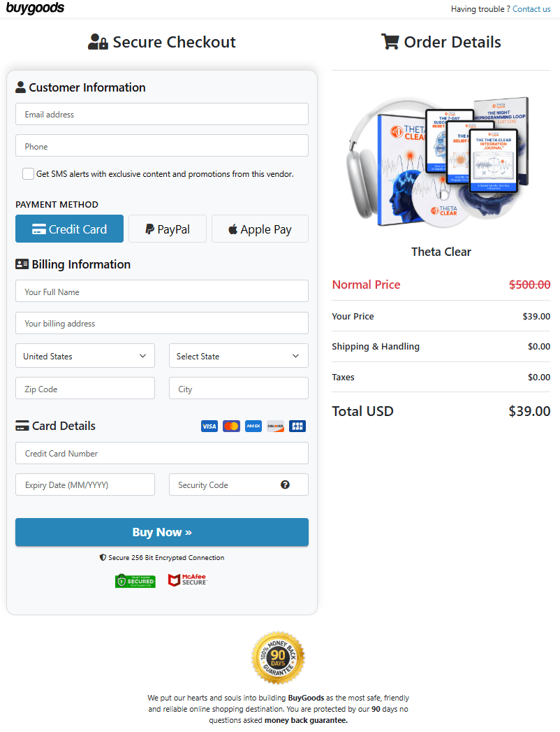Theta clear buy-purchase